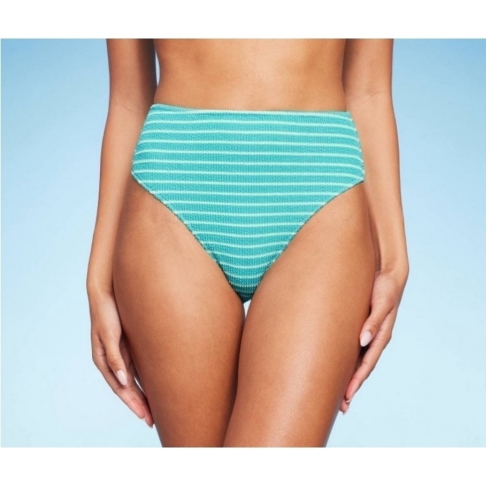 Shade & Shore Pucker High Waist Cheeky Bikini Bottoms